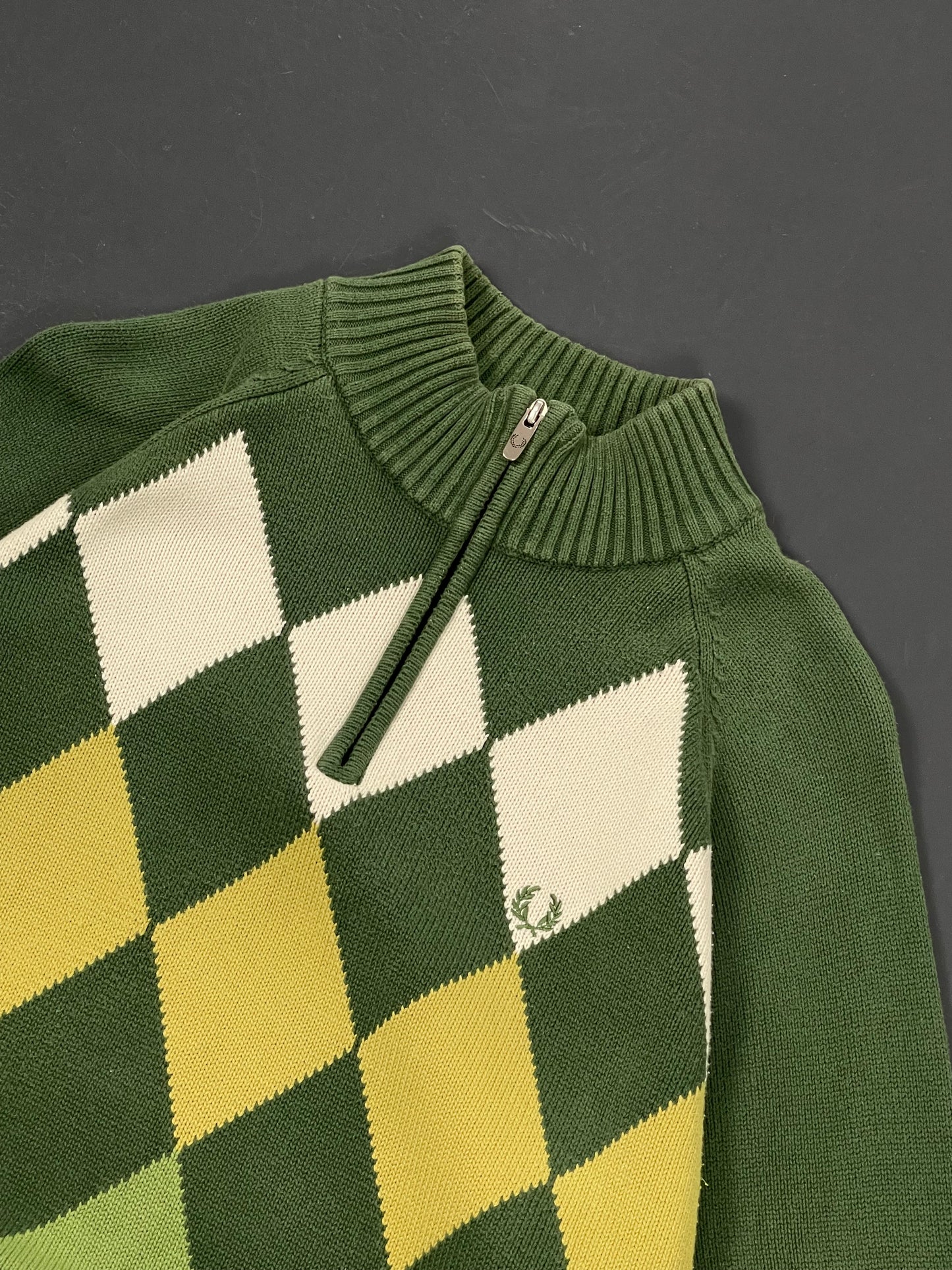 FRED PERRY DIAMOND LONG NECK ZIP UP JERSEY PREMIUM VINTAGE