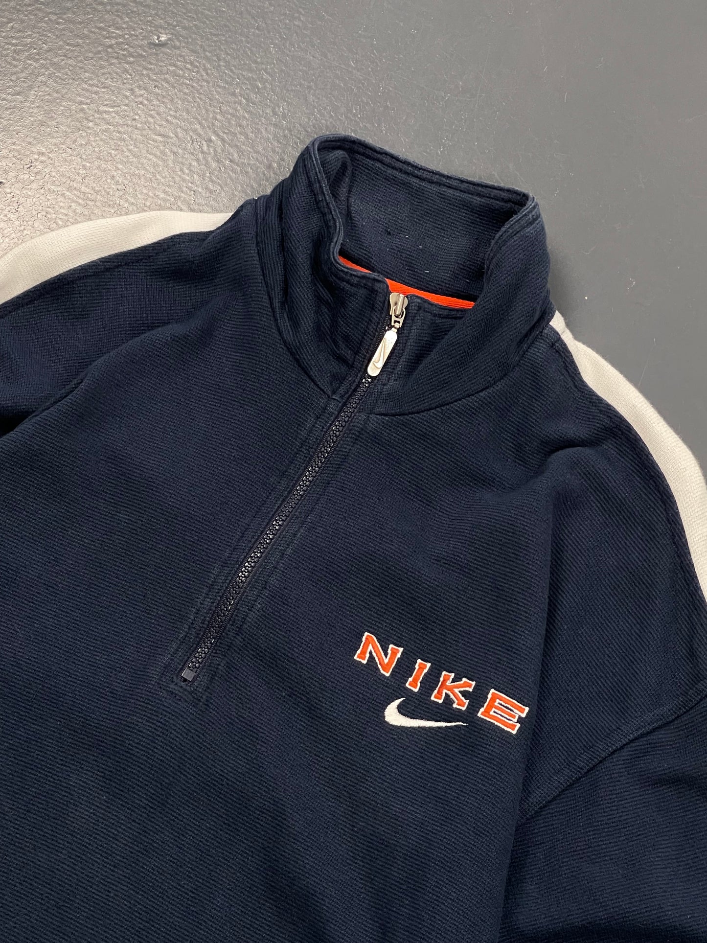 NIKE LONG NECK ZIP UP SWEATER DOUBLE LOGO PREMIUM VINTAGE