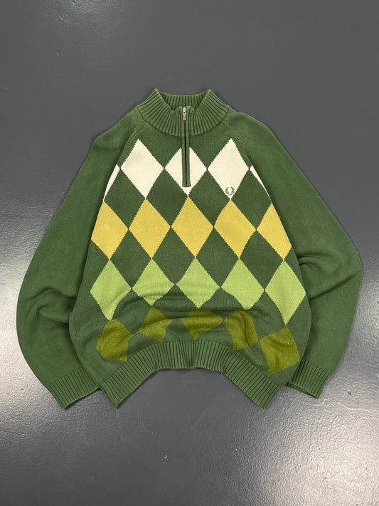 FRED PERRY DIAMOND LONG NECK ZIP UP JERSEY PREMIUM VINTAGE