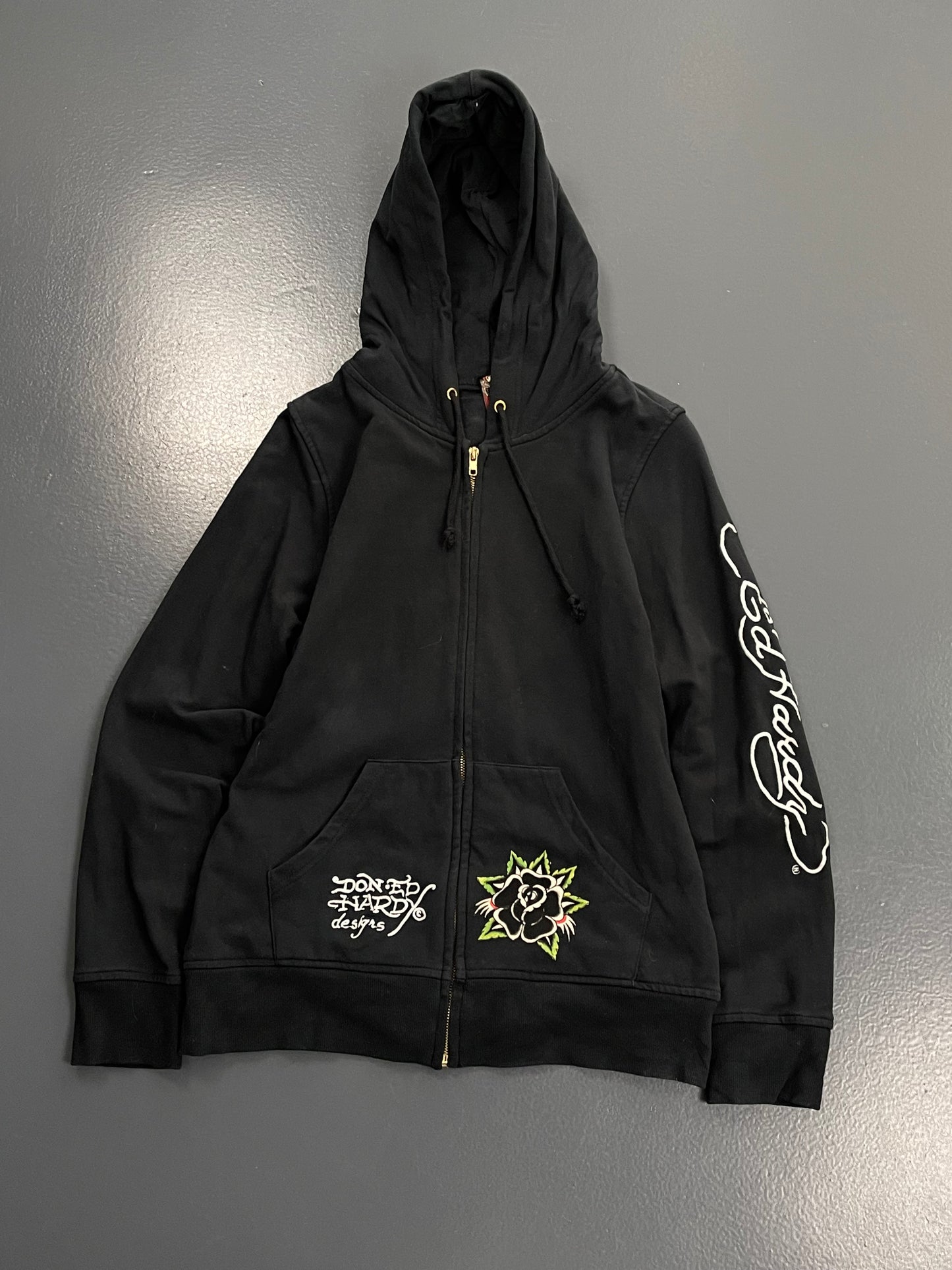 ED HARDY ZIP UP HOODIE BIG LOGOS PREMIUM VINTAGE