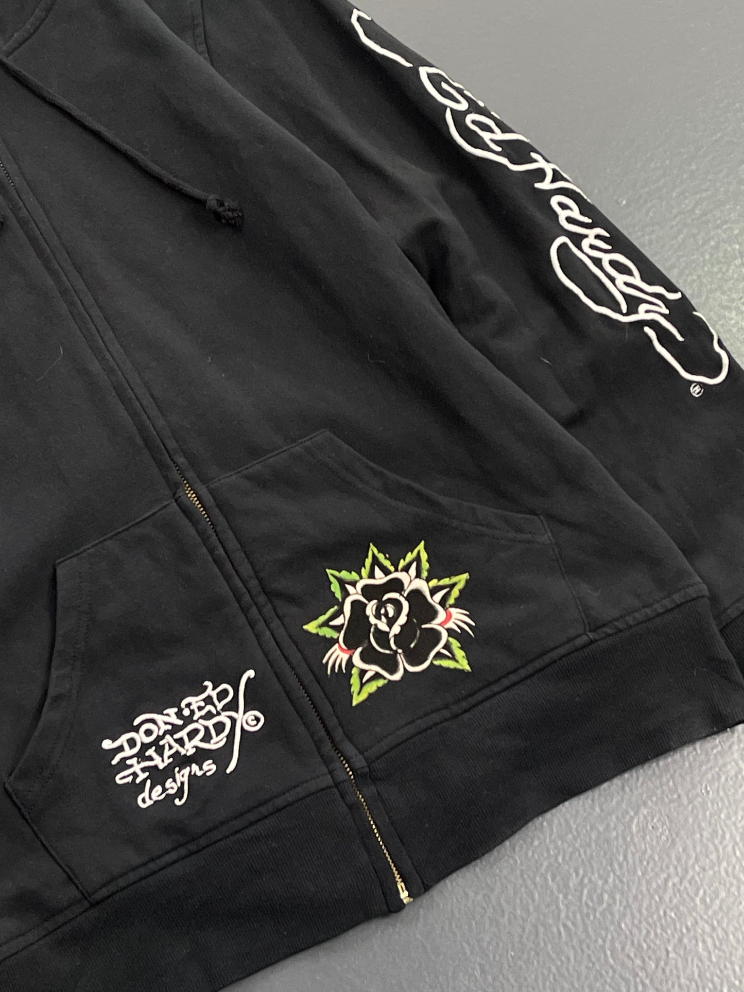 ED HARDY ZIP UP HOODIE BIG LOGOS PREMIUM VINTAGE