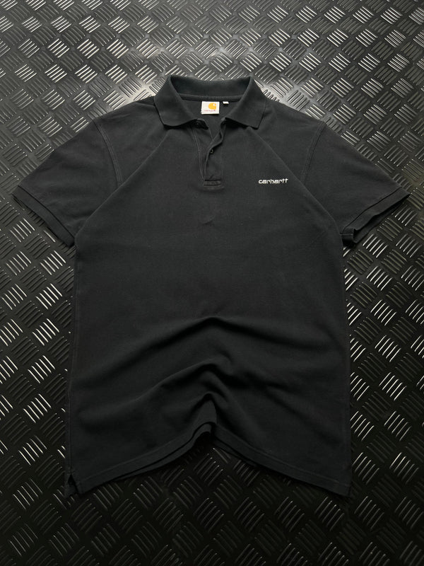 Vista frontal de polo Carhartt negro talla M