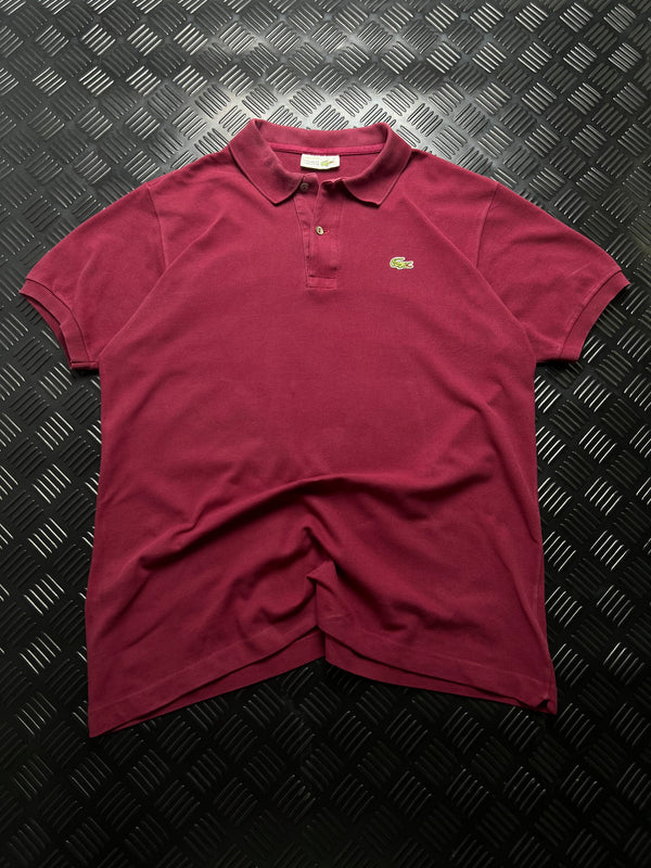 Vista frontal de polo Chemise Lacoste burdeos vintage