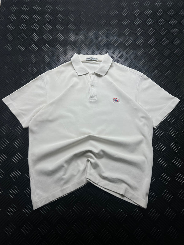Vista frontal de polo burberrys vintage blanco