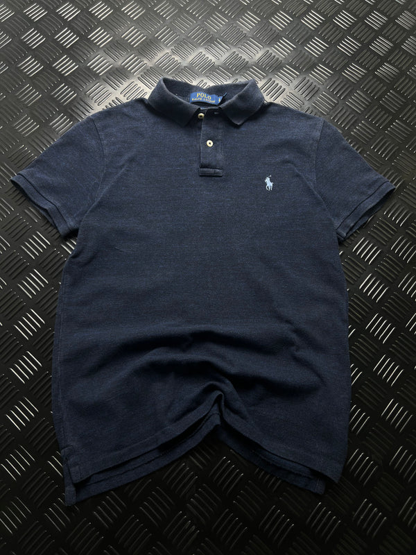 Vista frontal de polo ralph lauren custom slim fit azul