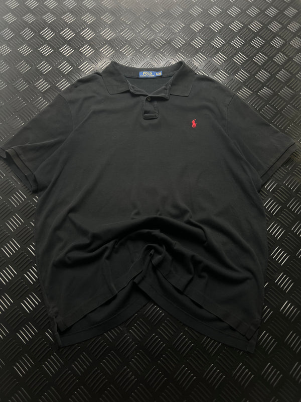 Vista frontal de polo ralph lauren custom fit negro talla xl