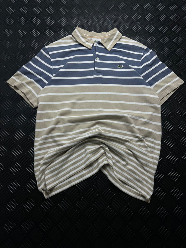 Vista frontal de polo lacoste de rayas vintage