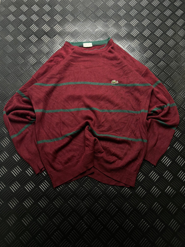 Jersey Lacoste burdeos de rayas verdes