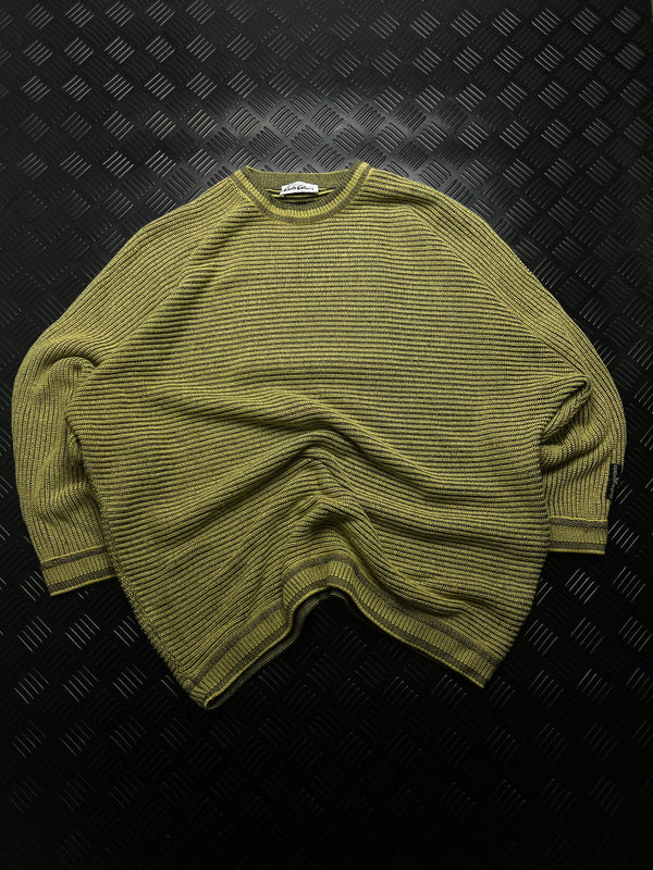 Jersey Carlo Colucci verde oliva de punto acanalado