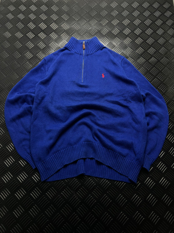 Jersey Polo Ralph Lauren azul con media cremallera