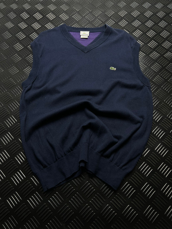 Chaleco de punto Lacoste azul marino con cuello de pico