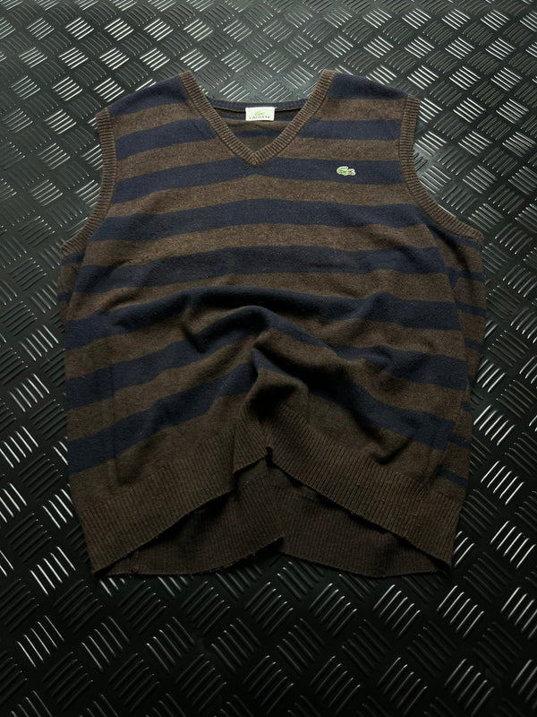 Chaleco de punto Lacoste de rayas marrones y azul marino