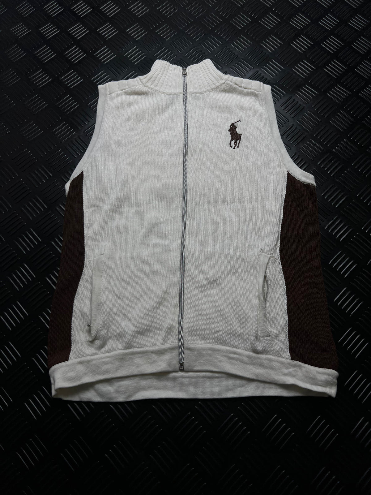 Ralph Lauren Golf: Chaleco blanco con cremallera y logo grande
