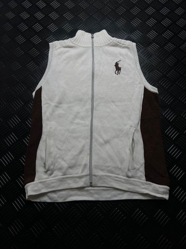 Ralph Lauren Golf: Chaleco blanco con cremallera y logo grande