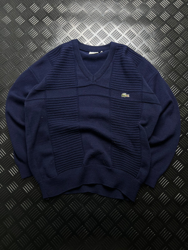 Lacoste: Jersey azul marino de punto con cuello de pico