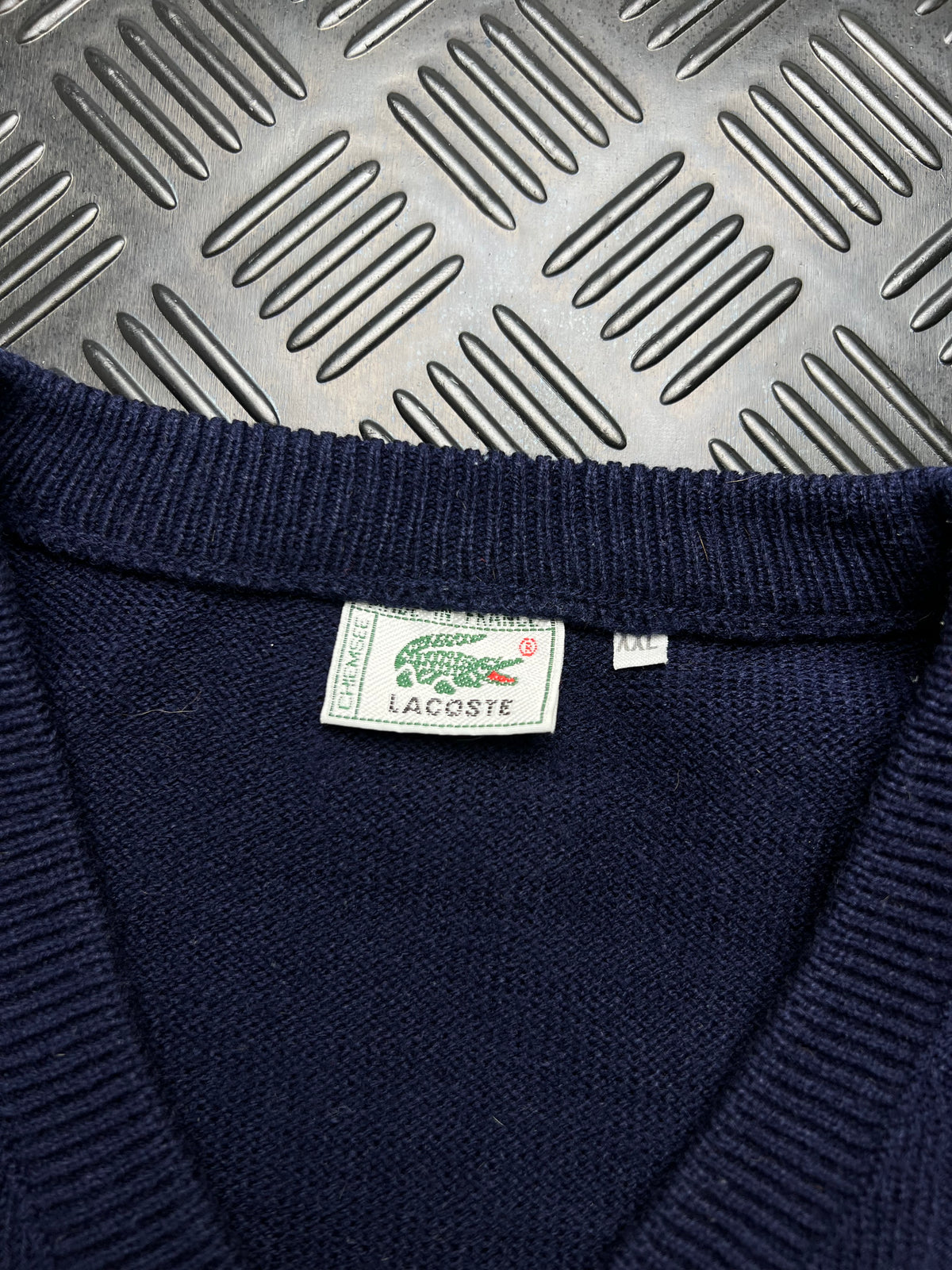Lacoste: Jersey azul marino de punto con cuello de pico