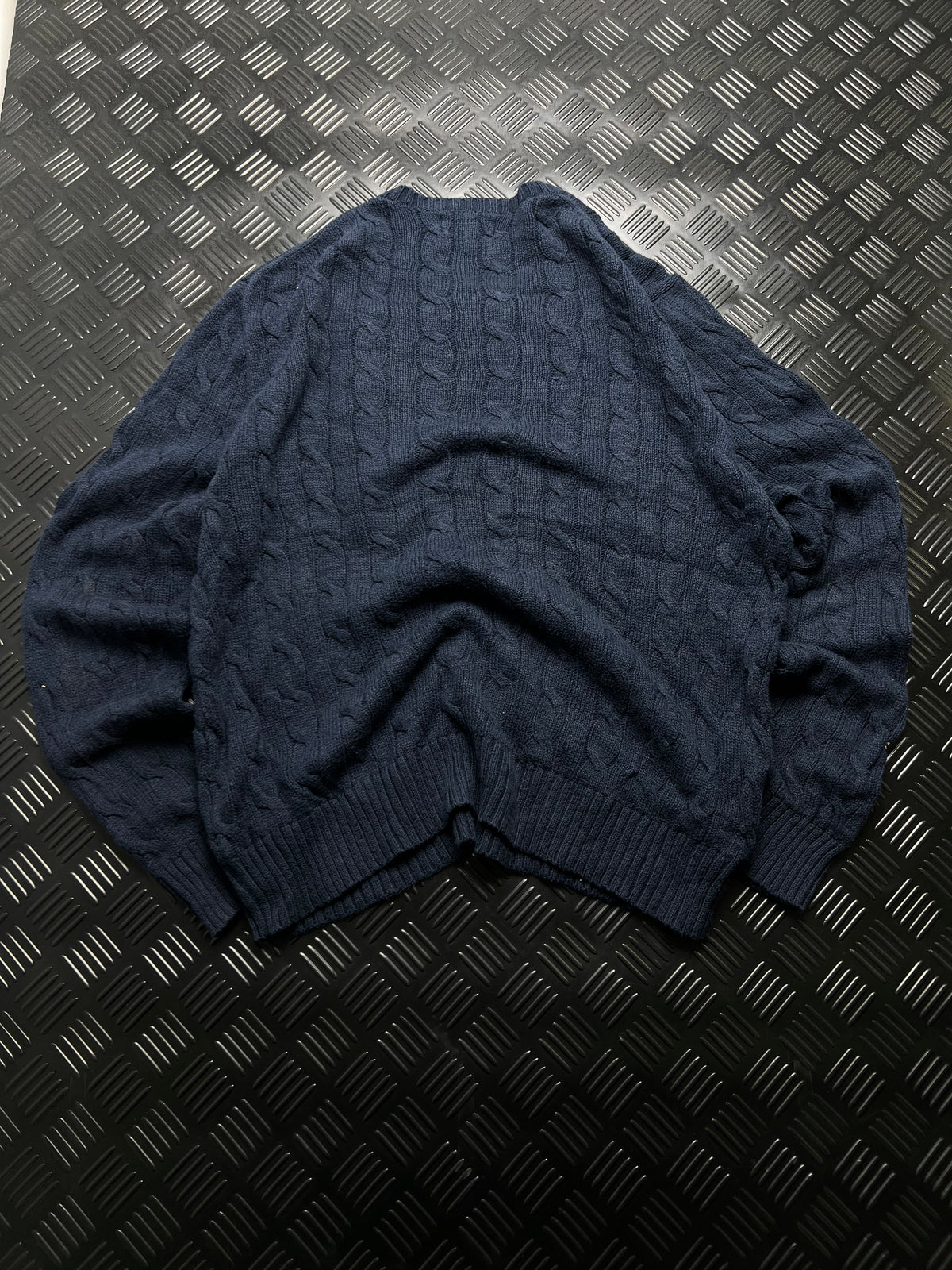 Polo Ralph Lauren: Jersey trenzado azul marino con logo azul