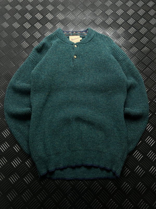 Woolrich: Jersey verde de punto con botones en cuello
