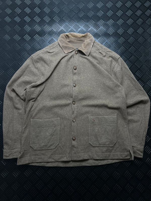 Burberry: Cárdigan gris topo con cuello y bolsillos