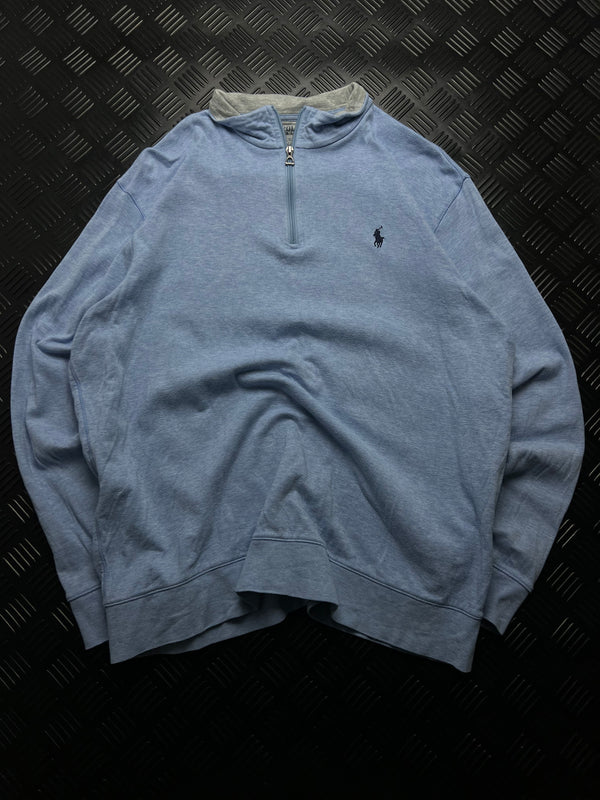 Polo Ralph Lauren: Sudadera azul claro con media cremallera