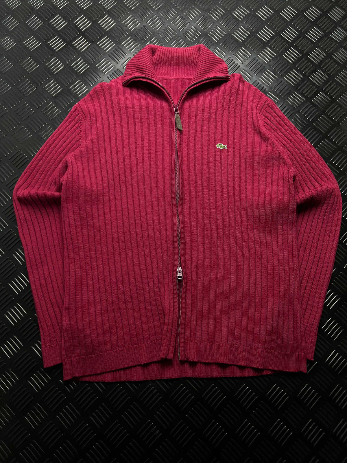Lacoste: Chaqueta de punto roja con cremallera