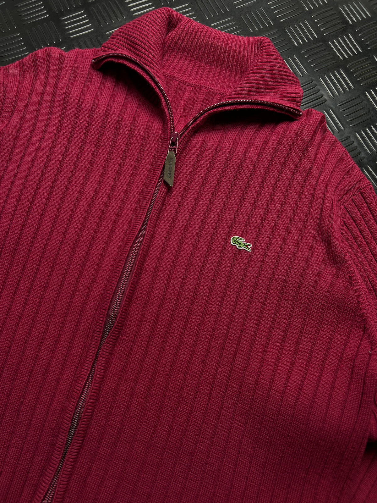 Lacoste: Chaqueta de punto roja con cremallera