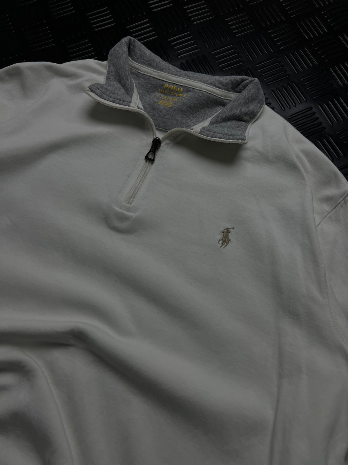 Polo Ralph Lauren: Sudadera gris claro con media cremallera