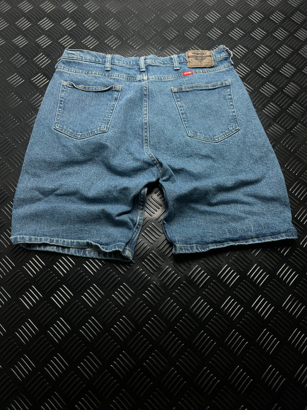 BERMUDAS VAQUERAS WRANGLER · AZUL — vista trasera