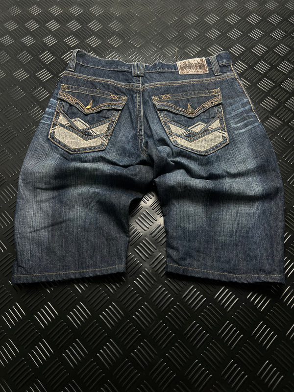 BERMUDAS VAQUERAS BORDADAS ROYAL PREMIUM · AZUL OSCURO — vista trasera