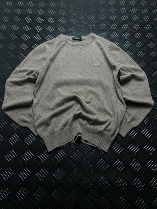 Jersey Fred Perry gris topo con coderas azules
