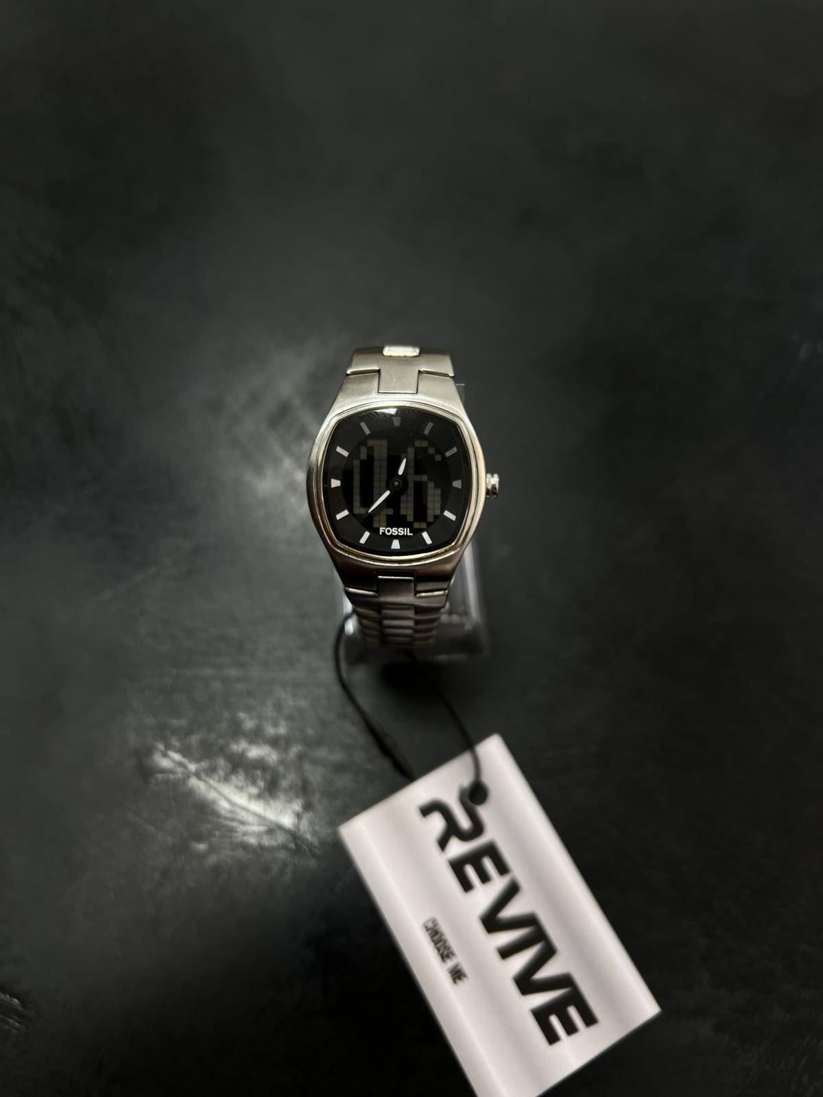 Reloj Fossil rectangular con esfera de cuadros
